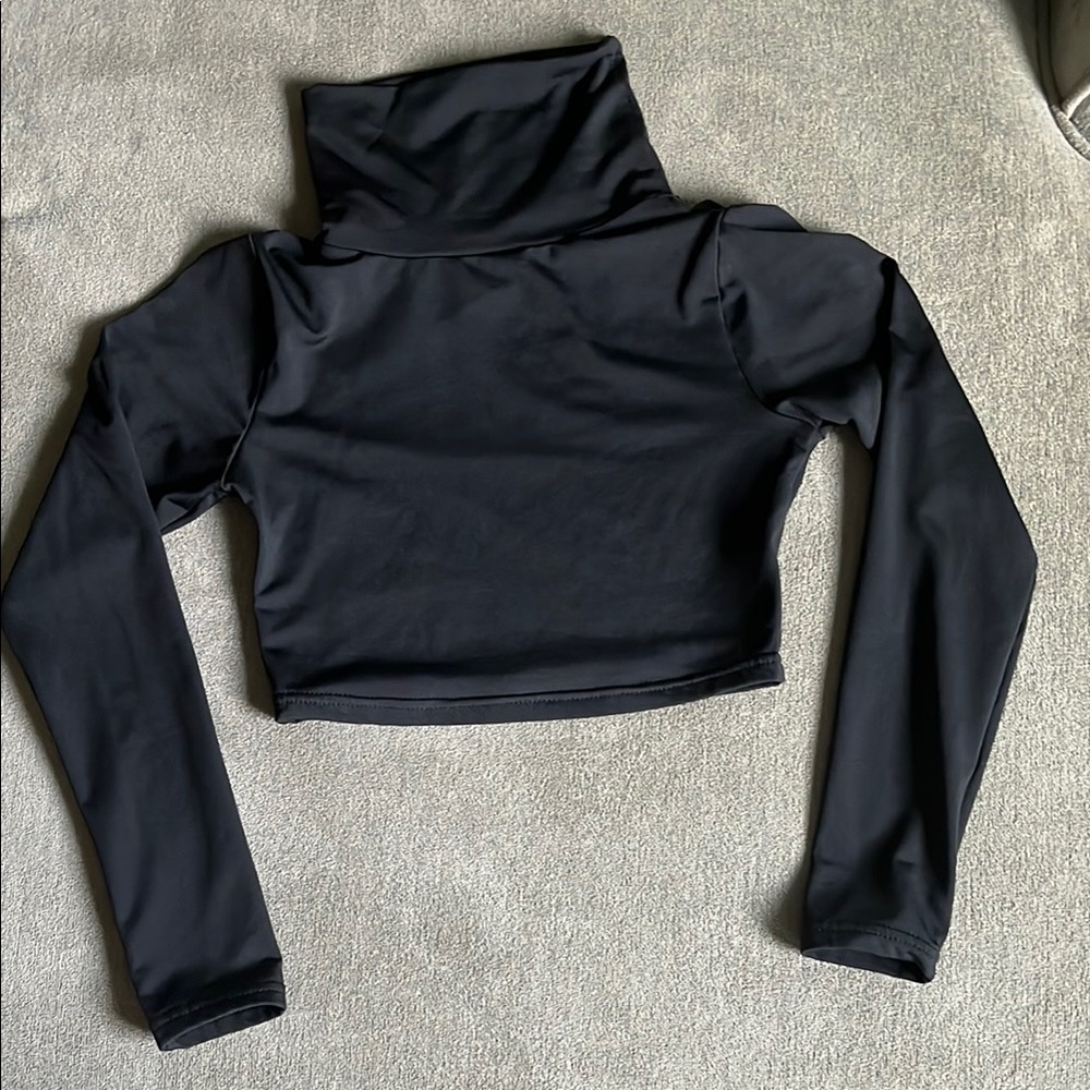 Black Turtleneck Crop Top